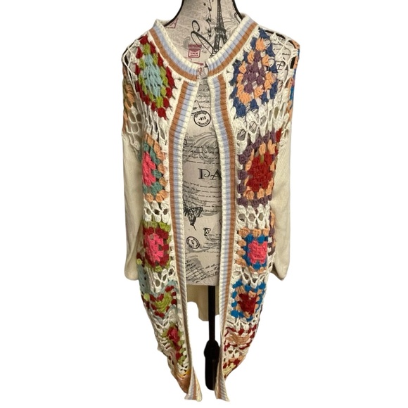 SHEIN Sweaters - Multicolor Crochet Cardigan